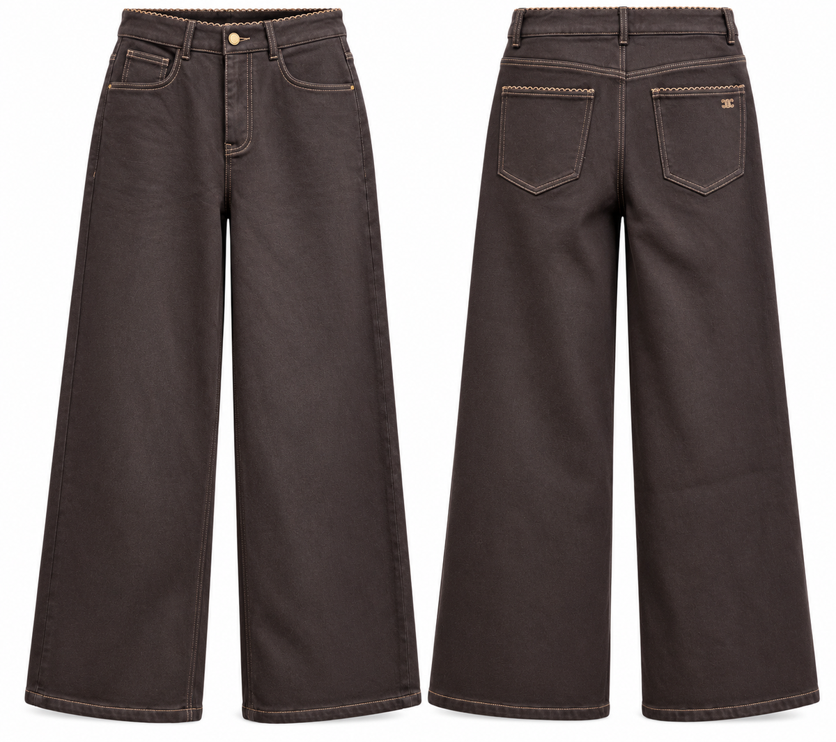 Dark Chocolate Wide-Leg Jeans with