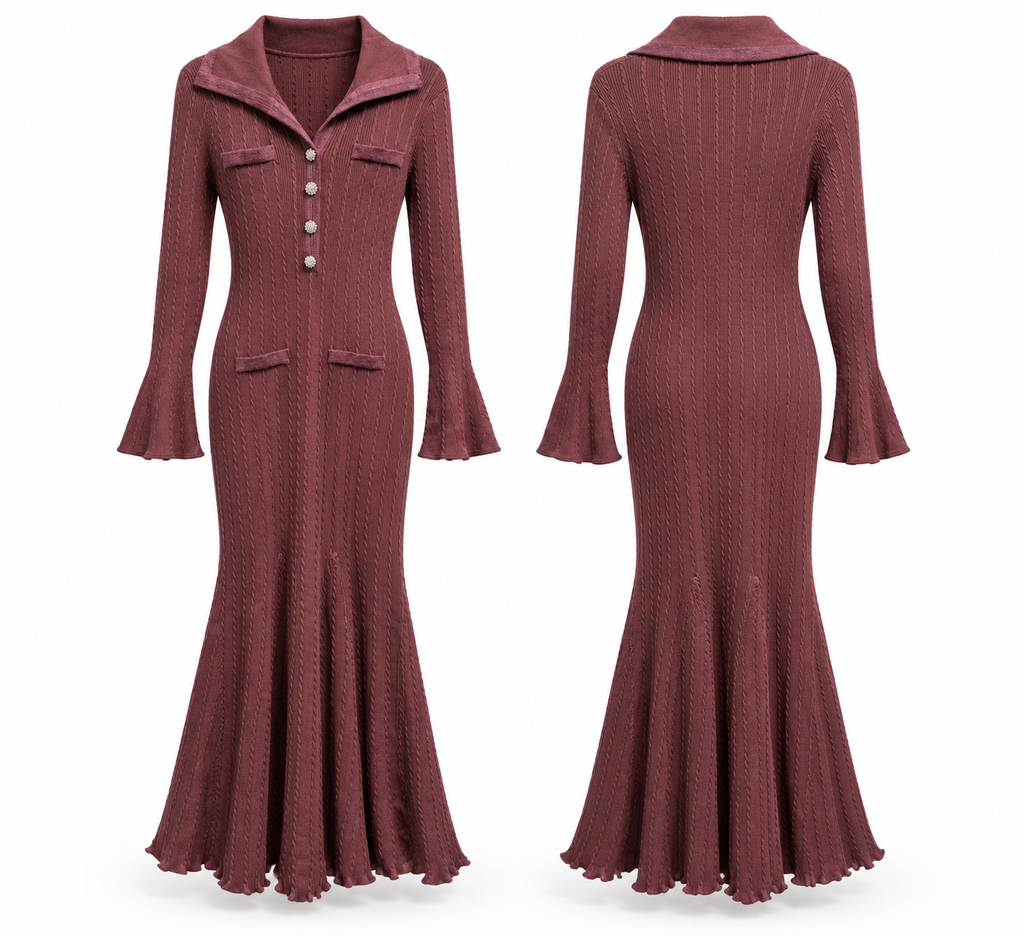 Cable Knit Mermaid Maxi Dress