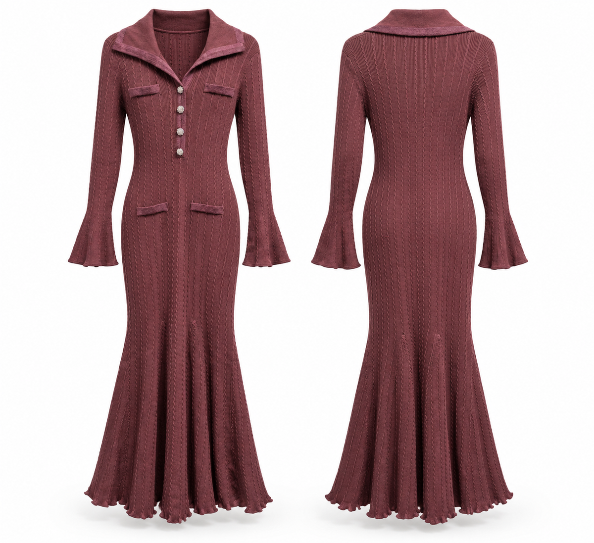 Cable Knit Mermaid Maxi Dress