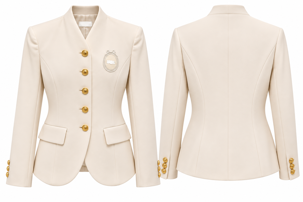 Elegant Black Gold-Button Tailored Blazer