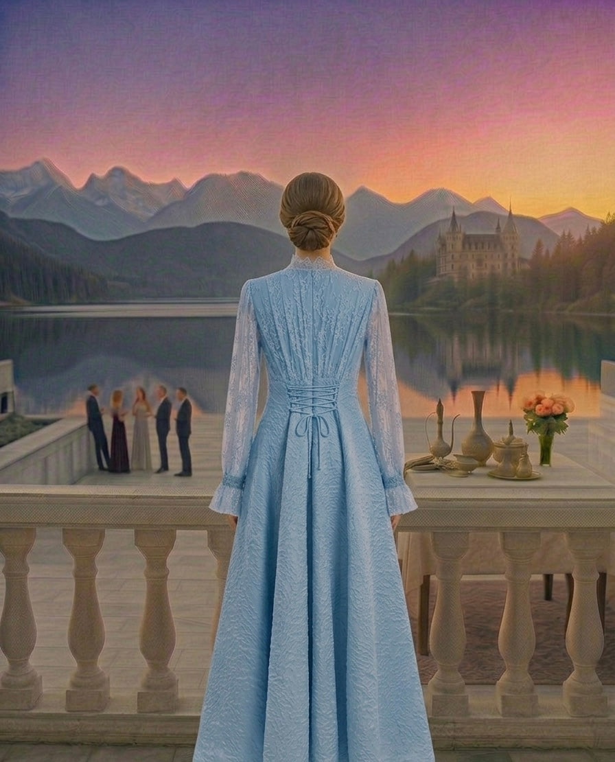 Blush Pink Lace Maxi Dress with Embellished Waist Detail