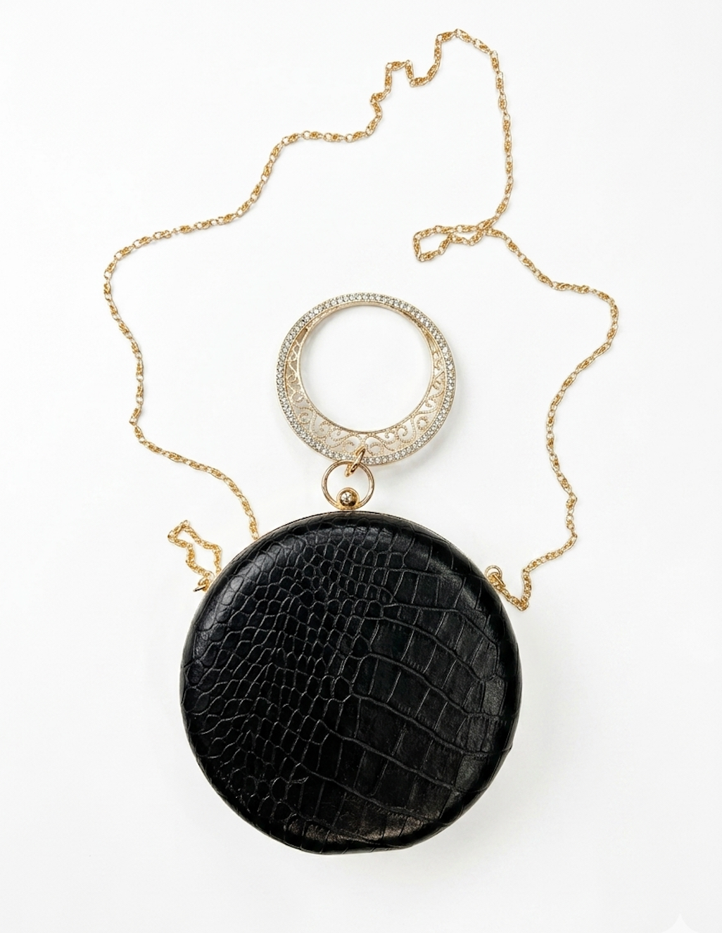 Vintage Polka Dot Set with Croc-Texture Circle Bag